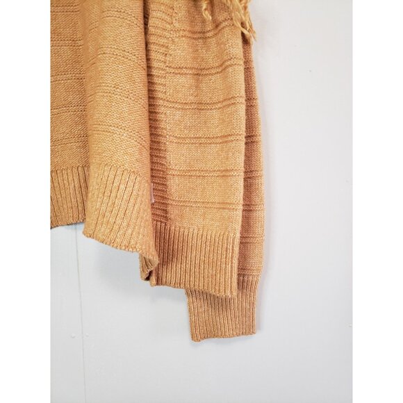 Maurices Women M Cardigan Sweater Fringe Yellow Gold Open Front Office Career - Picture 4 of 6
